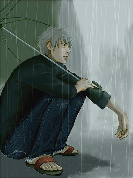 Kakashi Hatake out in the rain